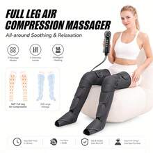 Air Compression Leg And Foot Massager, 8 Airbags Full Wrap Calf Massage Boots With Heating, 5 Adjustable Intensity Levels, 3 Heating Settings, Home Electric Massage Device - Black - View 10