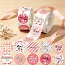 1pc Pink Thank You Sticker, Soft Healing Light Pink Main Tone, Suitable For Teens Decorating Journals And Notebooks, Men And Women Decorating Gift Boxes And Office Documents, Easily Adapts To Scene Needs, Roll Design For Easy Carrying And Cutting, Use As Needed Without Waste, Meets Both Teens' Pursuit Of Personalized Expression And Adults' Focus On Life Aesthetics, Soft Misty Texture Reduces Formality, Making Gratitude More Sincere And Lively - Multicolor - View 2