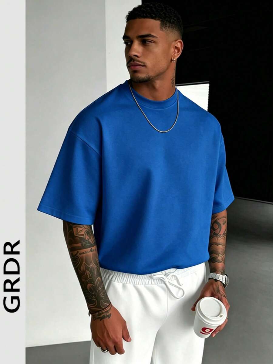GRDR Men's Casual Round Neck Short Sleeve T-Shirt, Comfortable & Fashionable - Blue - View 1