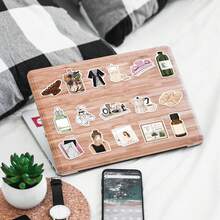 100pcs Y2K Luxury Clean Girl Style Stickers, Y2K Downtown Style Gift Stickers Fashion Ins Stickers Scrapbook Stickers Waterproof Vinyl Stickers Bulk For Water Bottle Skateboard Luggage Laptops Bumper Theme Party Supplies - Multicolor-2 - View 3