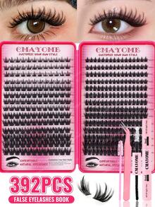 336/392 Clusters 10-18mm Fluffy Cluster False Eyelashes Set, Dense Voluminous Eyelash Extensions, Soft 3D Single Cluster False Eyelashes, Anime Cartoon Japanese Korean Style, Natural Ultra Lightweight, Includes DIY Eyelash Glue And Closure - Multicolor - View 12