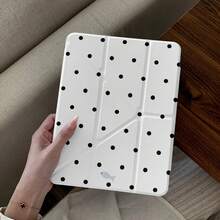 Korean Style Ins White Polka Dot Little Fish Tablet Protective Case Compatible With Apple 11th Gen, Minimalist 10th Gen Tablet Protective Case With Pen Slot, Air 82026 New Pro 11, Fashion Mini 7, Cute Air 7/6, Anti-Bend 11 Inch Tablet Protective Cover For Girls And Boys - White - View 3
