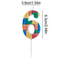 HIBIRTH 1pc Creative Colorful Building Block Candle Cake Decoration Polka Dot 0-9 Candles Birthday Party Celebration Baking Plug-In - View 4