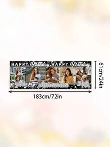 Individuelles Foto-Geburtstagsbanner, personalisierter Name & Alter Happy Birthday Hintergrund, anpassbar mit mehreren Fotos & Text, 21. 24. 30. 40. Geburtstagsparty Dekorationen für Frauen, wandmontiertes Foto-Collage Geburtstagsbanner - Verschiedenfarbig - Übersicht 9