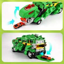 Best-Selling 3-In-1 Transformable Mecha Tyrannosaurus Rex Storage Racing Car, Free Assembly Extendable Track For Enhanced Play Experience, Multiple Cars Synchronized Battle Competition Full Of Fun, Boys And Girls Love It, Exquisite Holiday Gift For Halloween And Birthday Atmosphere - Multicolor - View 10