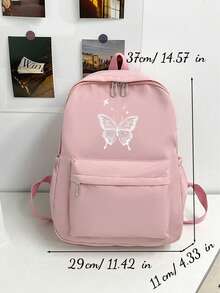 1 pieza Mochila con mariposa a rayas blancas de gran capacidad con múltiples bolsillos, ligera para estudiantes y adolescentes, perfecta para el campus, viajes y desplazamientos diarios - Multicolor - Ver 6