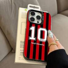 [Ships From Germany/France/Spain/Italy] Phone Case - New Barcelona 10 Red And Black Striped Design, Metal Acrylic Material, Stylish Modern Thickened Shockproof Frosted Back Cover, Compatible With 11/12/13/14/15/16/17 Pro/Max/Plus/Air And Galaxy S21-S26 Ultra – XM13/14/15 Pro/Ultra - 1 Image - View 6