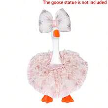 7-Inch Mini Desktop Goose Set With Bow Princess Dress, Magnetic Duck Statue Desktop Key Holder Decor, Desktop Goose Table Ornament Gift (Cute Style, Fabric, Pink) - A - View 15