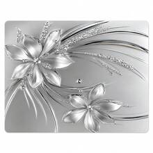 1pc/2pcs Diatomaceous Earth Silver Metallic Floral Rhinestone Stove Top Cover Mat, Non-Slip Heat-Resistant Waterproof Pad, Suitable For Kitchen Countertop And Washing Machine Surface - Multicolor - View 3