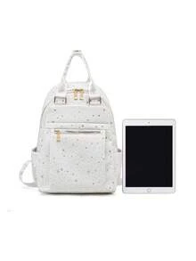 LECEY Women's Quilted Embroidered Backpack - White - View 6