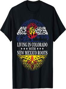 Camiseta de residente de Colorado con raíces en Nuevo México - Negro - Ver 1