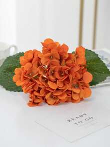 1/3pcs Champagne Embroidered Artificial Flower With Stem Plastic Hydrangea, Desktop Decor Flower, Suitable For Office, Party, Wedding, Faux Plant, Spring Summer Decoration, Garden Decor, Indoor Decoration, Mother's Day Father's Day Gift - Orange - View 2