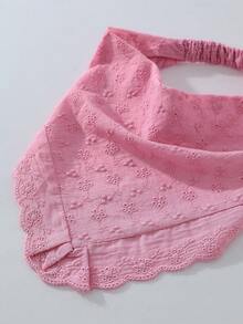 1件原創花卉刺繡捲邊女用頭巾髮帶，適合日常與度假使用，夏季髮飾海灘圍巾度假女用頭巾 - 粉色 - 查看 3