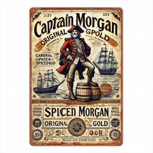 Morgan Spiced Rum 復古航海海盜金屬牌 - 加厚鐵製復古牆飾，適用於居家、酒窖、辦公室 - 免工具/免用電輕鬆掛牆 - 朗姆酒愛好者與歷史愛好者的理想禮物 - 多色 - 查看 4
