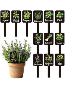 12pcs Garden Yard Labels, 12 Types Garden Markers, Nursery Indoor Outdoor Garden Decor - Multicolor - View 1
