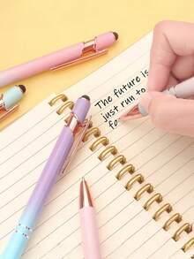 1/5/8/12支客製化二合一可伸縮觸控筆，金屬觸控頭，1.0mm黑色墨水，適用於辦公與學校用品，書寫筆，廣告活動客製化促銷筆 - 彩色 - 查看 3