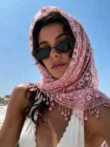 1pc 2026 New Women's Floral Lace Headscarf, Simple Bridal Veil, Shawl, Lightweight And Breathable, Suitable For Weddings, Parties, Casual Occasions - Multicolor - View 3