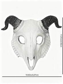 Mặt nạ đầu lâu dê trắng, mặt nạ đầu lâu động vật Gothic cong màu đen, nhẹ và thoáng khí, phù hợp cho hóa trang Halloween, biểu diễn sân khấu, chụp ảnh, đạo cụ tiệc - Nhiều kiểu dáng - Xem 9