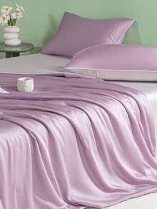 1pc Lightweight Luxury Quilt, Suitable For All Seasons, Thin, Washable, Durable Comforter - Lilac Purple - View 8