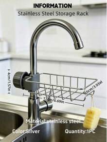 Stainless Steel Faucet Storage Rack, No-Drill Sink Drainer, Multi-Function Dishcloth Sponge Soap Organizer, Hollow Design For Drainage And Mold Prevention, Rust-Resistant Wear-Resistant Stable And Durable, Can Store Various Kitchen Cleaning Tools, Suitable For Kitchen, Bathroom, Living Room, Home Housewives, Renters, Catering Professionals, B&B Hotels, Practical Home Storage Item - Faucet Shelf - View 13