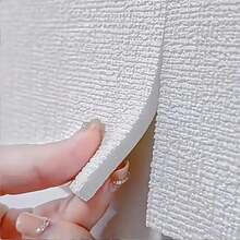 1 Roll - Easy-To-Apply White Self-Adhesive Wallpaper, Faux Linen Texture, Waterproof And Oil-Resistant - Perfect For Living Room, Bedroom And Kitchen Decoration | Seamless Striped Pattern, Removable, Enhances Living Room Style | Modern Interior Design | Self-Adhesive Material, Exquisite Home Decor - 2.8m Roll Of Material - View 2