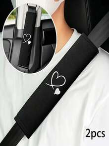 2件組汽車愛心刺繡肩帶套 柔軟舒適安全帶肩部保護套 汽車內飾配件 - 多色 - 查看 8