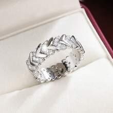 1pc Fashionable Women's Ring With Artificial Zirconia Stone In Arrow Design - Multicolor - View 6