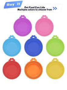 Silicone Can Cover For Pet Food Can, Cat And Dog Specific, Three-In-One Sealing Lid, Suitable For Pet Cat Dog Food Cans, Multiple Colors Available, One Can Cap Fit Most Standard Size Dog Cat Food Canned, Reusable And Easy To Clean - Multicolor - View 3