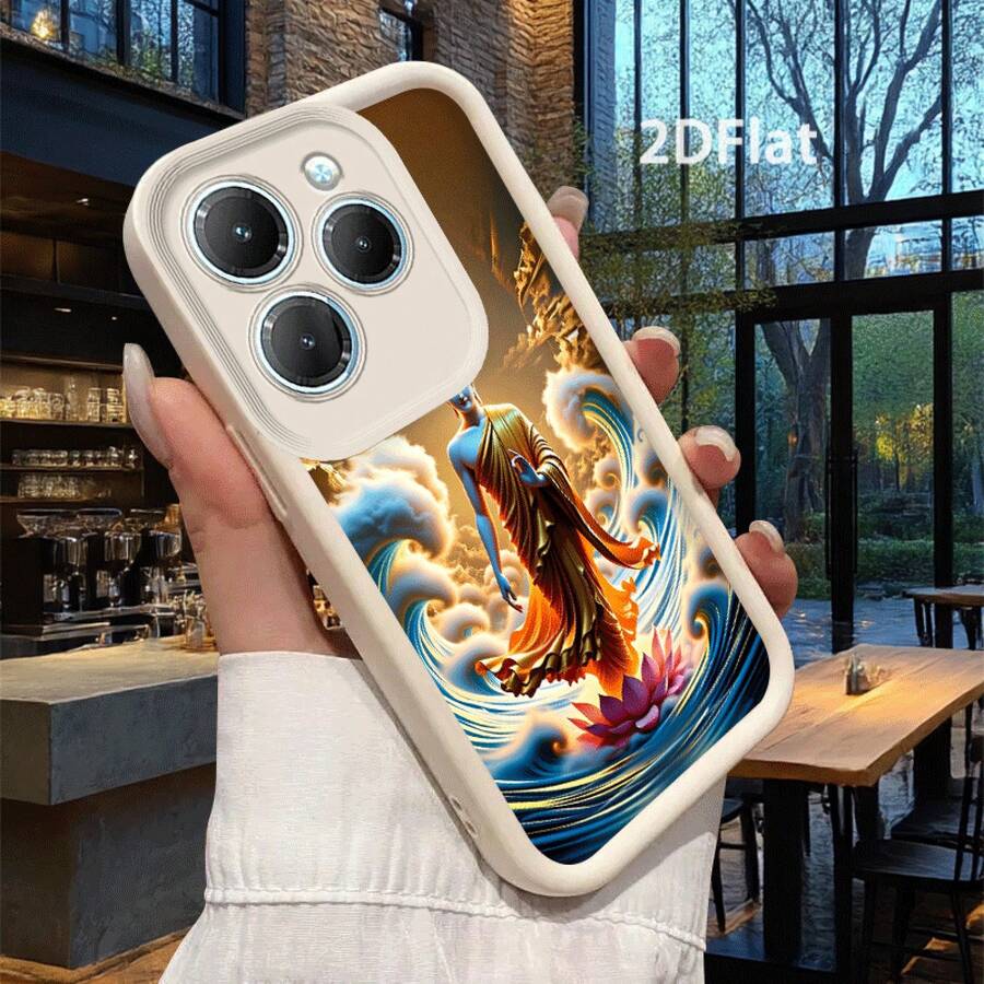 Funda para teléfono: Estuche plano 2D con diseño de estatua de Buda entre ondas de loto, adecuado para Infinix Hot 10, 10 Play, 10s, 12, 20, 20i, 20S, 30, 30i, 40, 40i, 50, 50i, Note 30, 30VIP, 40, 50, 50X, Smart 7, 8, 8plus, 8Pro, 10 Zero, 30, 40. - (Un color) 1 unidad por paquete - Ver 1