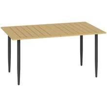 150x90cm Garden Table, Weather-Resistant Balcony Table Made Of Steel, With Umbrella Hole, Brown Color. - 棕色 - 查看 8