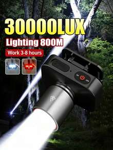 2/1pc Type-C Fast Charging LED Headlamp, Zoomable Headlight With Long Battery Life, Stepless Dimming And 3 Modes For Hands-Free Lighting For Camping, Fishing, Hiking, And Daily Use - Built-in Battery - View 1