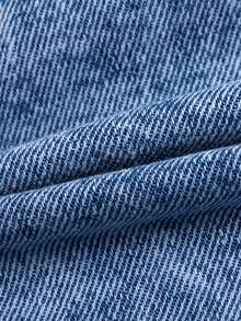 Saia Denim Lavagem Clara Simples para Menina Jovem, Saia Mini Denim Sem Forro, Moda Minimalista Clássica com Cintura Meio Elástica e Cordão Ajustável, Adequada para Todas as Estações - Lavagem clara - Visão 11