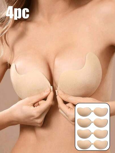 4 Pairs Seamless Invisible Bras, Push-Up Bras, Strapless Invisible Bras, Breathable Comfortable Women's Invisible Bras, Reusable Backless Bras, Women's Bras And Bra Accessories (Fabric Upgrade)