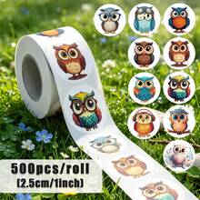 500pcs/Roll Owl Stickers 10 Owl Patterns 1 Inch Stickers Stationery Pencil Backpack Skateboard Decoration Stickers Teacher Training Graffiti Label Stickers Cake Baking Envelope Gift Box Sealing Stickers For Crafts Scrapbook Materials Scrapbook Envelope Decoration Sealing Stickers Owl Stickers Colorful Owl Stickers Big Eye Owl Stickers - Cartoon - View 1