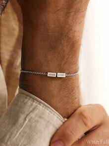 Custom Square Name Bracelet, Stainless Steel Jewelry, Personalized Dad Name Bracelet, Family Name Bracelet, Gift For Boyfriend - Multicolor - View 3