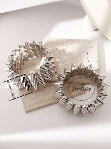 1 Piece Of Fashionable Hip-Hop Retro Wide Bracelet Punk Rivet Accessory - Multicolor - View 2