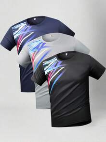 2026 World Cup Fan Celebration Men's Shoulder Colorful Diagonal Stripe Digital Print Quick-Dry Breathable Crew Neck Loose Fit Short Sleeve T-Shirt - Multicolor - View 6