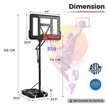 Portable Basketball Hoop Outdoor, 7.9-10 FT Basketball Goal System W/ 44 Inch Shatterproof Backboard - Default Title - View 5