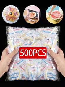 1/50/100/200/300/400/500pcs Disposable Elastic Food Covers, Stretchable Bowl And Plate Lids, Self-Sealing Food Preservation Film, Kitchen Plastic Food Covers, Suitable For BBQ, Camping, Picnic, Party Supplies, Christmas And Halloween Gatherings - Multicolor - View 2