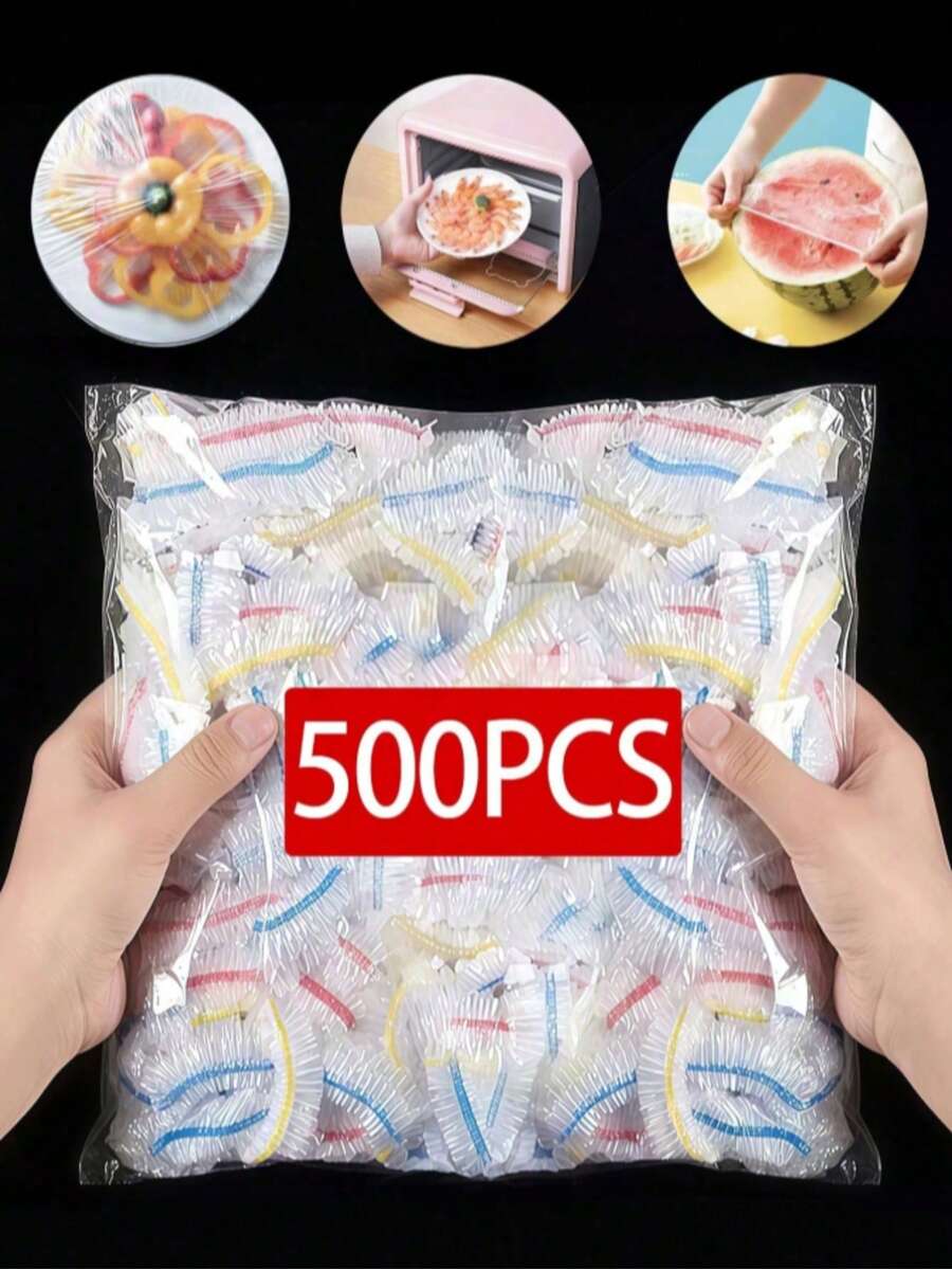 1/50/100/200/300/400/500pcs Disposable Elastic Food Covers, Stretchable Bowl And Plate Lids, Self-Sealing Food Preservation Film, Kitchen Plastic Food Covers, Suitable For BBQ, Camping, Picnic, Party Supplies, Christmas And Halloween Gatherings