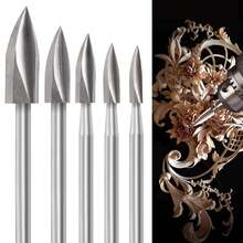 5Pcs/Set Wood Carving Tools For Rotary Tool, HSS Woodworking Tools Engraving Drill Bit Set Wood Crafts Grinding Tool Universal 1/8" Shank For DIY Carving Drilling Micro Sculpture - Multicolor - View 3