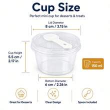 150/15pcs Round Dessert Cups, 5oz/150ml Each, With Spoon Cup Set, Perfect For Parties. Suitable For Yogurt Parfait, Jelly, Fruit Jelly, Yogurt Salad, Etc. Very Practical Dessert Packaging Box - Multicolor - View 5