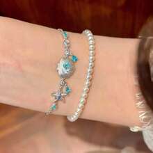 1pc High Quality Alloy Shell & Starfish Tassel Fashion Metal Women's Bracelet, Suitable For Party, Dance, Gathering, Daily Outfit - Style 1 - View 5
