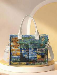 1pc Tote Bag Multi-Scenario Universal Extra Large Capacity Ultra-Lightweight Portable Versatile Practical Fun Pattern Print Large Capacity Crossbody Mommy Bag Multiple Pockets Detachable Shoulder Strap 2026 New Highly Attractive Daily Handbag - Multicolor - View 2