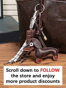 تعليقة حقيبة أنيقة وعصرية بتصميم بسيط ولطيف، ديكور على شكل قلب مع خرز فضي وفيونكة، مناسبة للتنسيق اليومي وكهدية تعليقة حقيبة وميدالية مفاتيح - بني داكن - مشاهدة 3