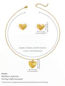 Women's Stainless Steel Jewelry Set, Textured Shell Starfish Heart Square Earrings And Pendant Necklace, Beach Accessories, Suitable For Party And Daily Wear Gift - Gold - View 21