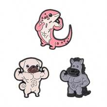 Muscular Animal Cartoon Enamel Pin Strong Muscular Leopard Gecko Pug Horse Brooch Bag Lapel Badge Jewelry Gift For Gym Lovers - Multicolor - View 11
