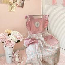 夏の新作かわいい小花柄エプロン、家庭用キッチン防汚カバーオール、花柄ガーデニングネイルアート卸売エプロン - フリーサイズ - チェックする 16
