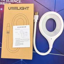 LK50 Lámpara de noche LED con control de voz en inglés, lámpara de mesita de noche creativa con sensor, lámpara de mesa pequeña con enchufe USB, luz nocturna artificial - Blanco - Ver 1