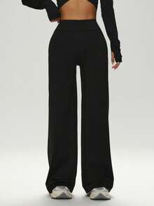 Women's High Waist Wide Leg Pants With Pockets - Comfortable Flowy Casual Pants Autumn - Black - View 5